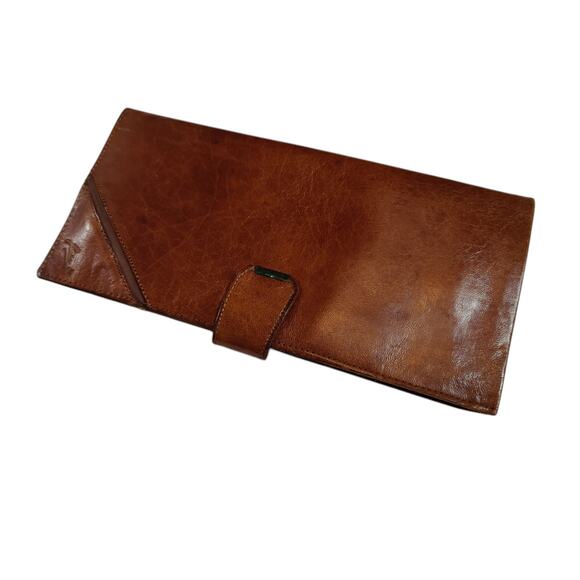 Vintage Jimenez Piel Brown Leather Wallet Check Book Butter Soft Handmade Mexico - Picture 1 of 7